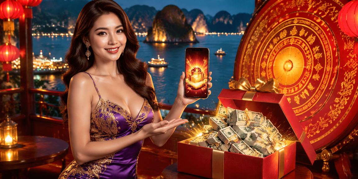 Người dùng mở trang thành viên VIP trên điện thoại tại vịnh Hạ Long