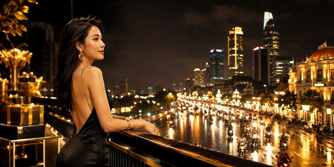 Ánh đèn neon Hồ Chí Minh minh họa màn hình kèo thể thao ban đêm